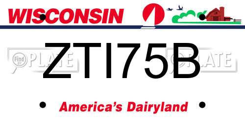 ZTI75B Wisconsin License Plate