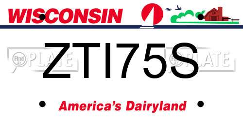 ZTI75S Wisconsin License Plate