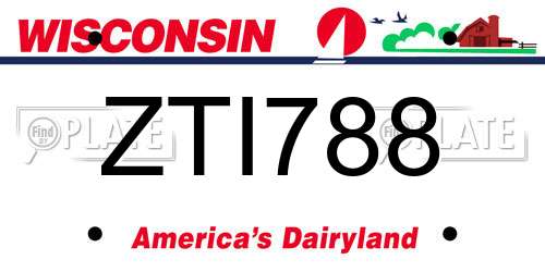 ZTI788 Wisconsin License Plate