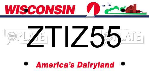 ZTIZ55 Wisconsin License Plate