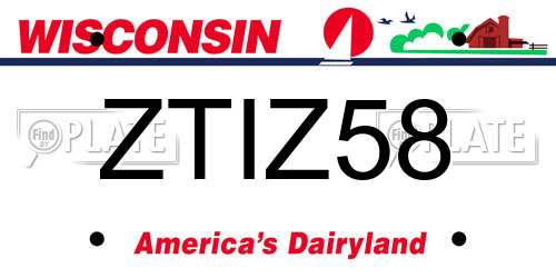 ZTIZ58 Wisconsin License Plate