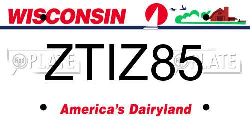 ZTIZ85 Wisconsin License Plate
