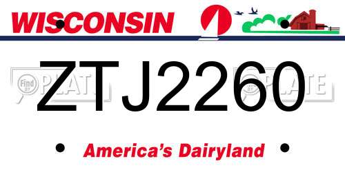 ZTJ2260 Wisconsin License Plate