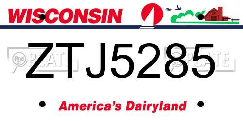 ZTJ5285 Wisconsin License Plate