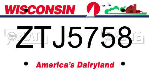 ZTJ5758 Wisconsin License Plate