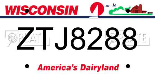ZTJ8288 Wisconsin License Plate