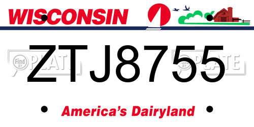 ZTJ8755 Wisconsin License Plate