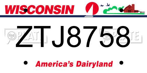 ZTJ8758 Wisconsin License Plate