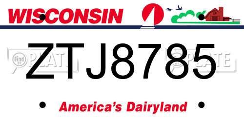 ZTJ8785 Wisconsin License Plate