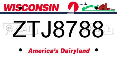 ZTJ8788 Wisconsin License Plate