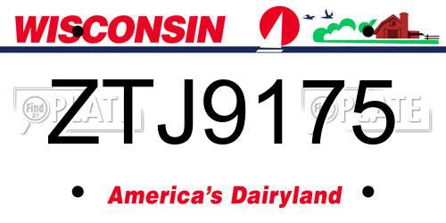 ZTJ9175 Wisconsin License Plate