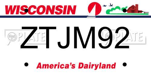 ZTJM92 Wisconsin License Plate