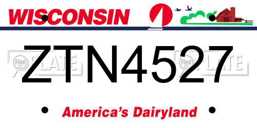 ZTN4527 Wisconsin License Plate