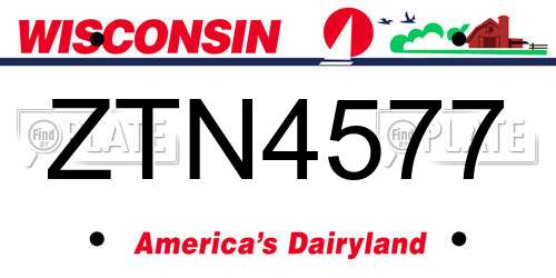 ZTN4577 Wisconsin License Plate