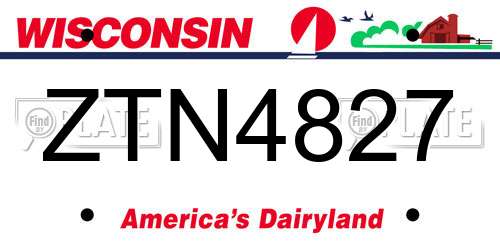 ZTN4827 Wisconsin License Plate