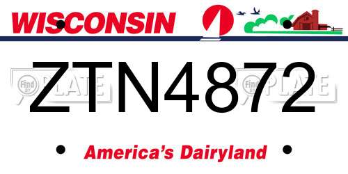ZTN4872 Wisconsin License Plate