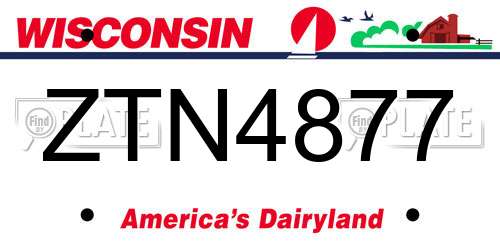ZTN4877 Wisconsin License Plate