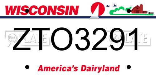 ZTO3291 Wisconsin License Plate