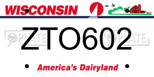 ZTO602 Wisconsin License Plate