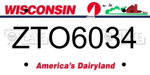 ZTO6034 Wisconsin License Plate