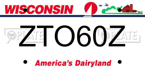 ZTO60Z Wisconsin License Plate