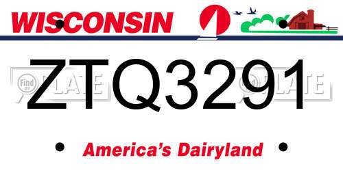 ZTQ3291 Wisconsin License Plate