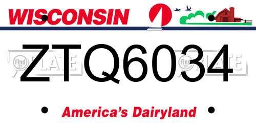 ZTQ6034 Wisconsin License Plate