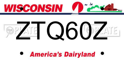 ZTQ60Z Wisconsin License Plate