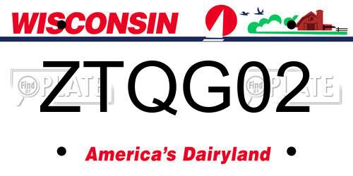 ZTQG02 Wisconsin License Plate