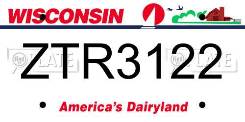 ZTR3122 Wisconsin License Plate