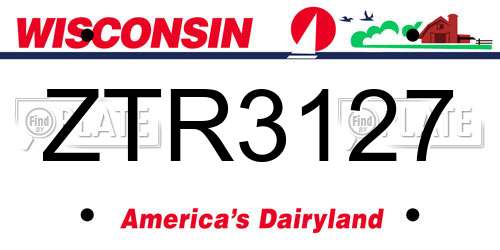 ZTR3127 Wisconsin License Plate