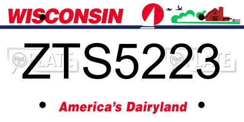 ZTS5223 Wisconsin License Plate