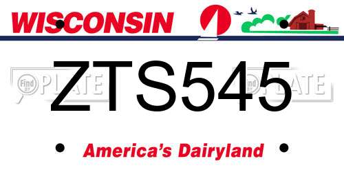 ZTS545 Wisconsin License Plate