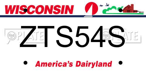 ZTS54S Wisconsin License Plate