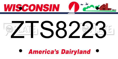 ZTS8223 Wisconsin License Plate