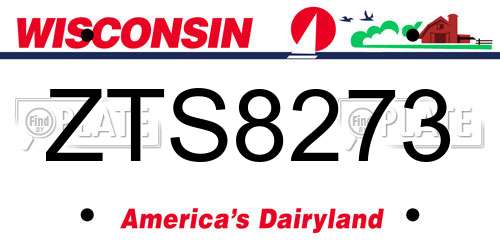 ZTS8273 Wisconsin License Plate