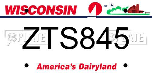 ZTS845 Wisconsin License Plate