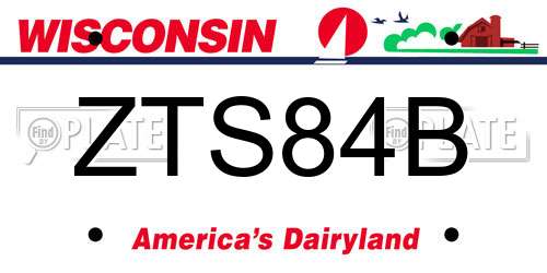 ZTS84B Wisconsin License Plate
