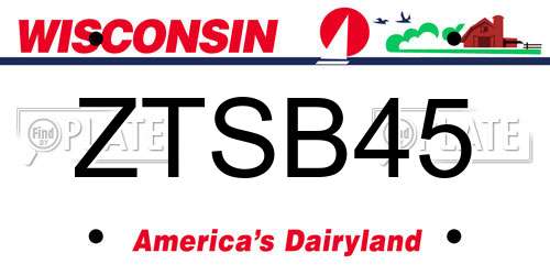 ZTSB45 Wisconsin License Plate