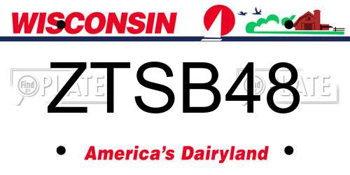 ZTSB48 Wisconsin License Plate