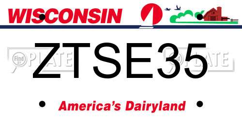 ZTSE35 Wisconsin License Plate