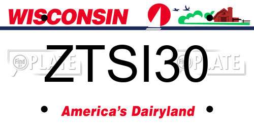 ZTSI30 Wisconsin License Plate