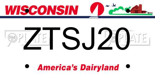 ZTSJ20 Wisconsin License Plate