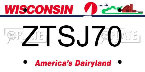 ZTSJ70 Wisconsin License Plate