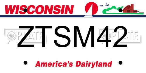 ZTSM42 Wisconsin License Plate