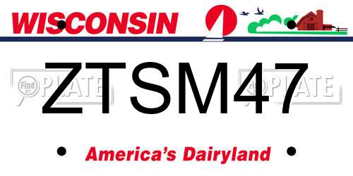 ZTSM47 Wisconsin License Plate