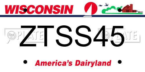 ZTSS45 Wisconsin License Plate