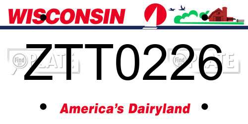 ZTT0226 Wisconsin License Plate