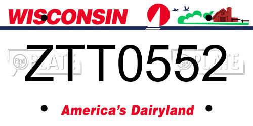 ZTT0552 Wisconsin License Plate