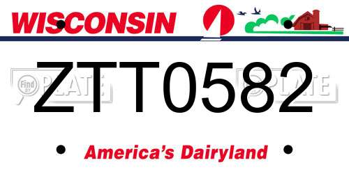 ZTT0582 Wisconsin License Plate